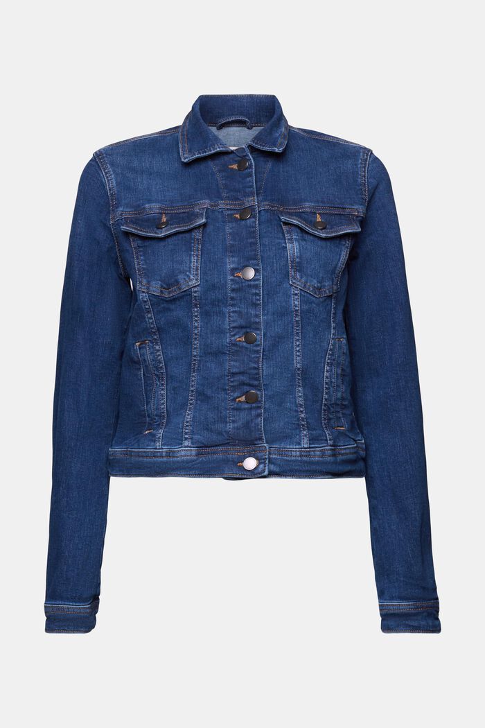 Jeansjacke im Used-Look, Organic Cotton, BLUE DARK WASHED, detail image number 6