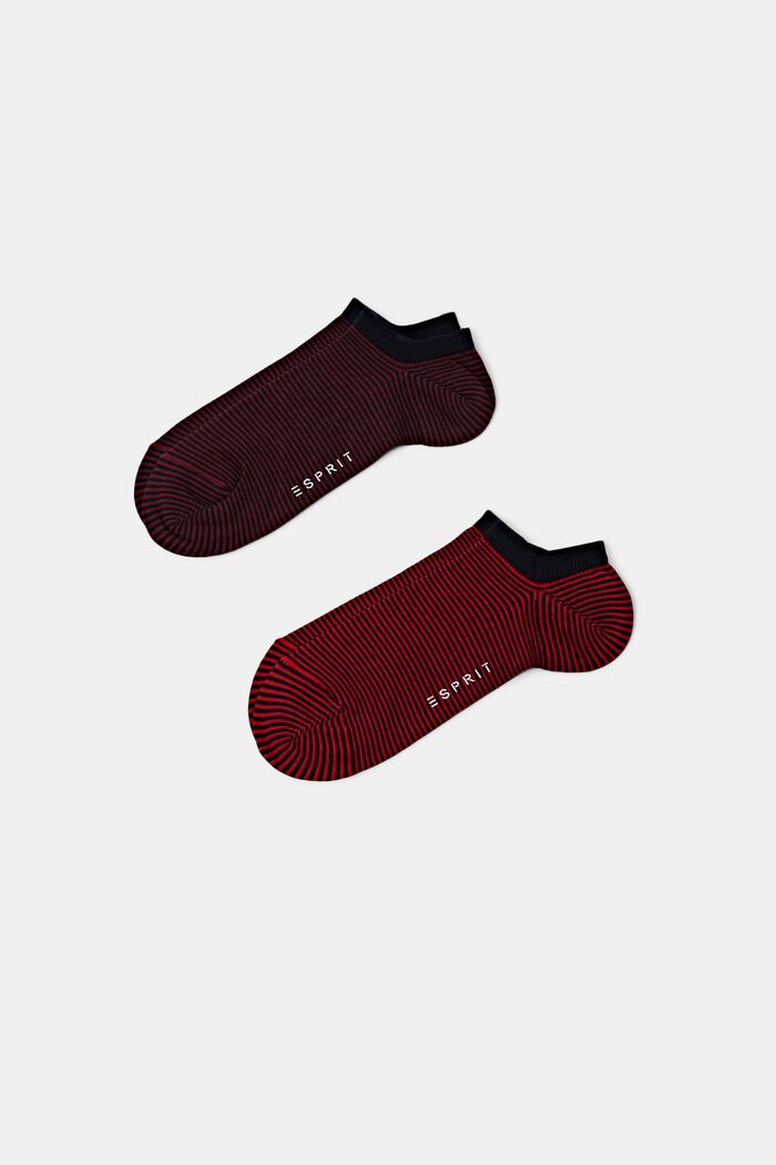 2er-Set Knöchelhohe Socken im Streifendesign, RED, detail image number 0