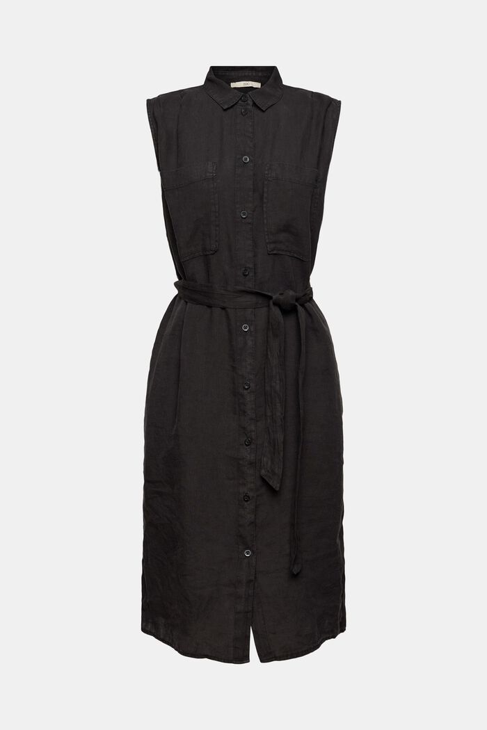 Kleid aus 100% Leinen, BLACK, overview
