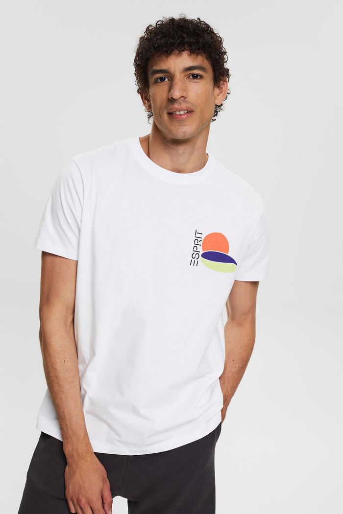 Jersey-T-Shirt mit Rückenprint, WHITE, detail image number 0