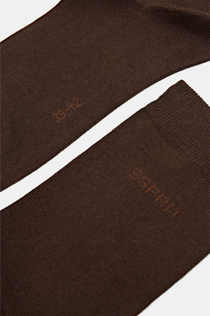 Socken im Doppelpack mit eingestricktem Logo, Bio-Baumwolle, DARK BROWN, detail image number 1