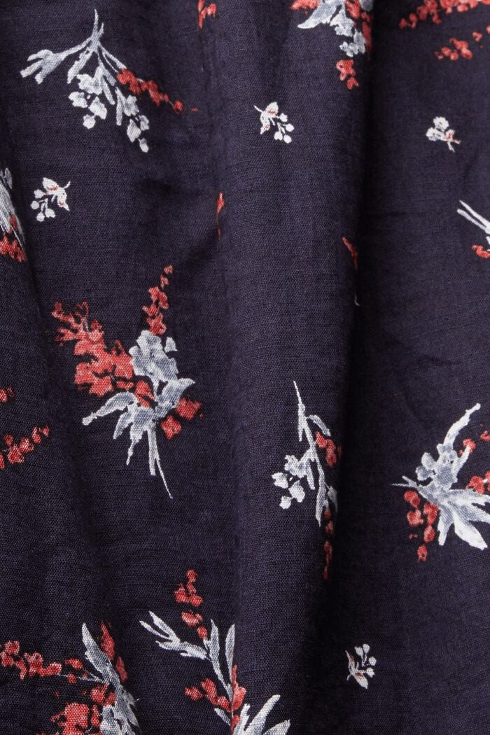 Aus Leinen-Mix: floral gemusterte Bluse, NAVY, detail image number 4