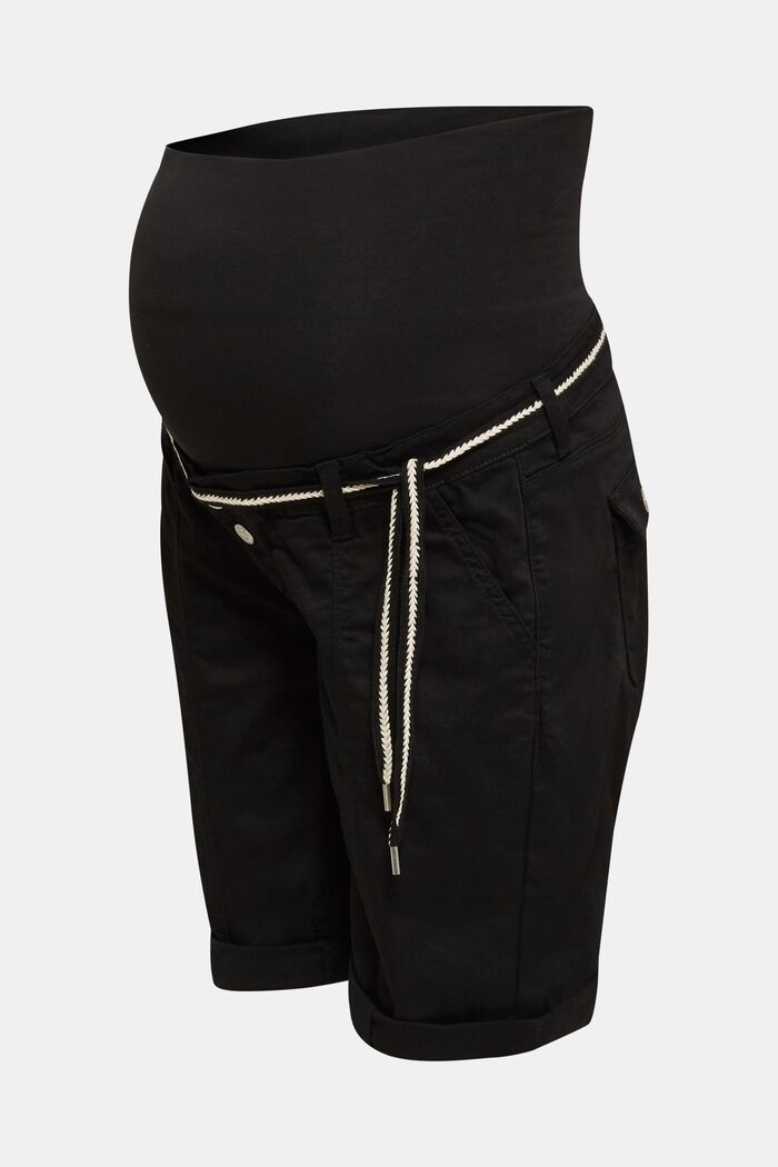 Stretch-Shorts mit Überbauchbund, BLACK, detail image number 0
