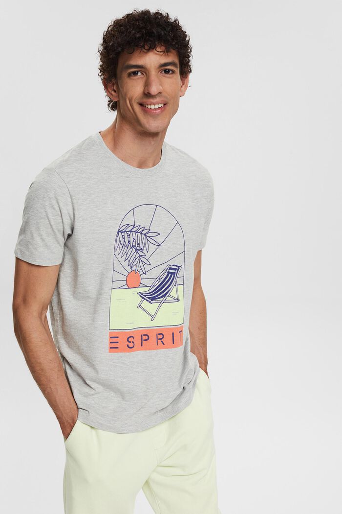 Jersey-T-Shirt mit Print, LIGHT GREY, detail image number 1
