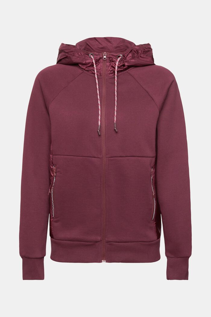 Zip-Hoodie aus Materialmix, BORDEAUX RED, detail image number 6