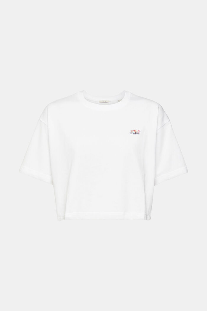 AMBIGRAM Cropped T-Shirt mit Bruststickerei, WHITE, detail image number 5