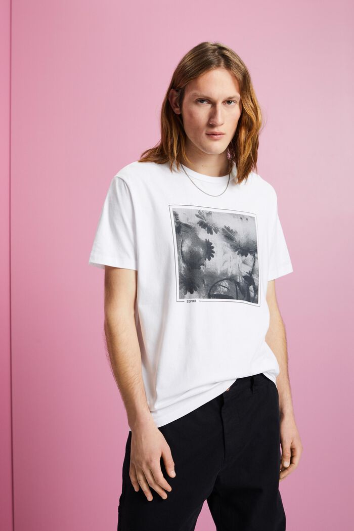 T-Shirt aus nachhaltiger Baumwolle mit Print, WHITE, detail image number 0