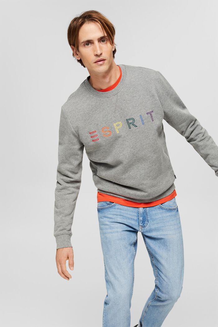 Recycelt: Sweatshirt mit Logostickerei, MEDIUM GREY, detail image number 0