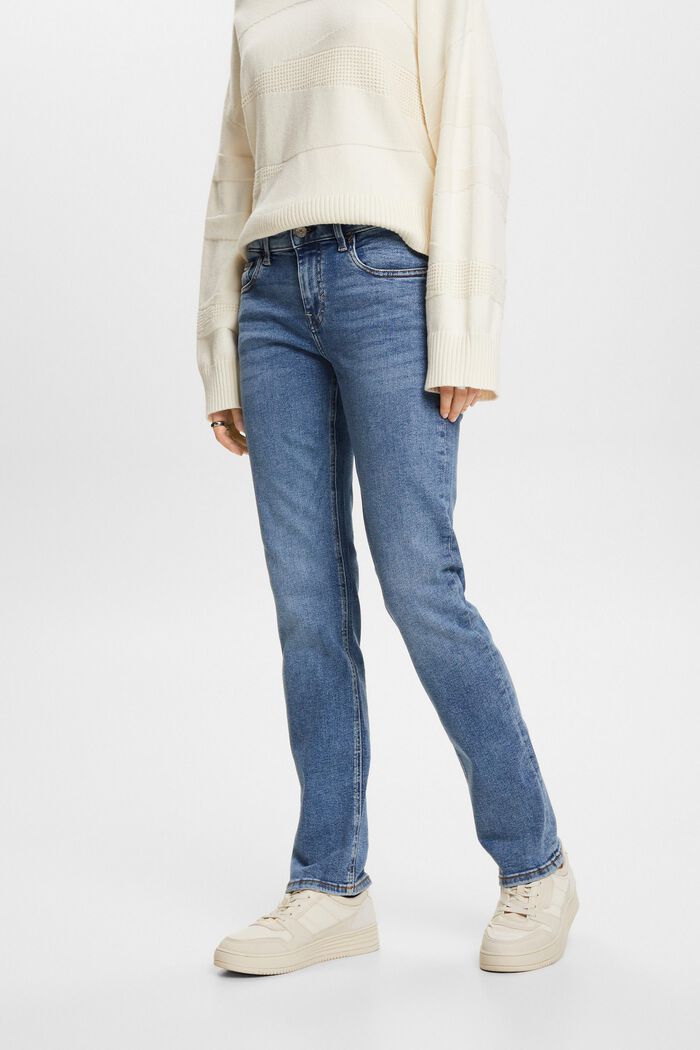 Recycelt: Gerade Jeans mit mittelhohem Bund, BLUE LIGHT WASHED, detail image number 0
