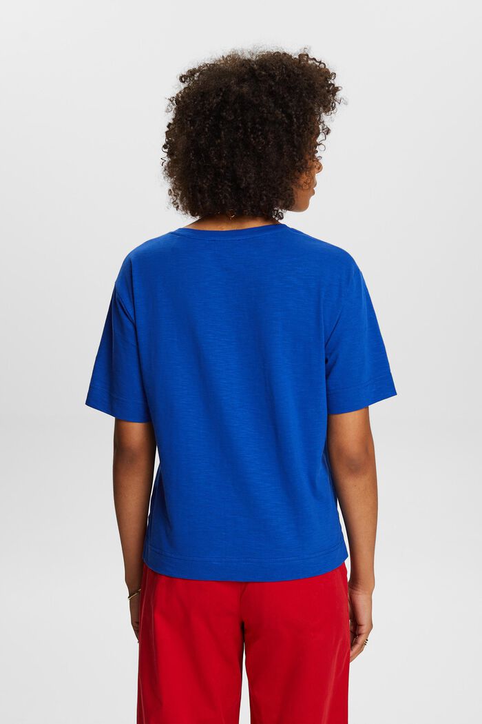 Slub-T-Shirt mit V-Ausschnitt, BRIGHT BLUE, detail image number 2