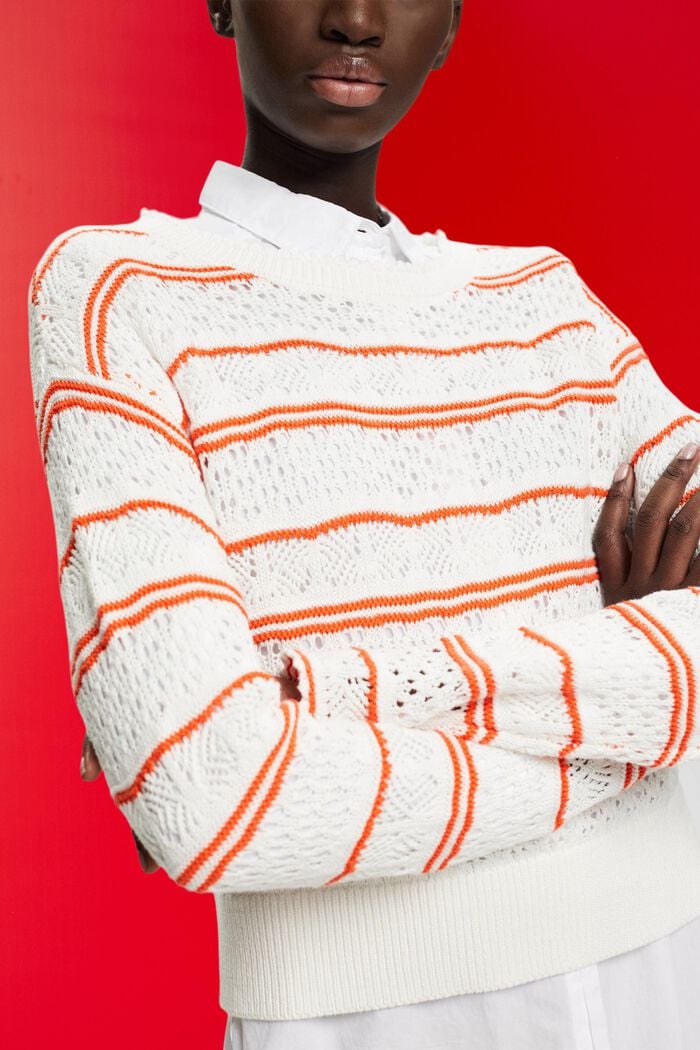 Strukturierter Pullover aus nachhaltiger Baumwolle, OFF WHITE, detail image number 2