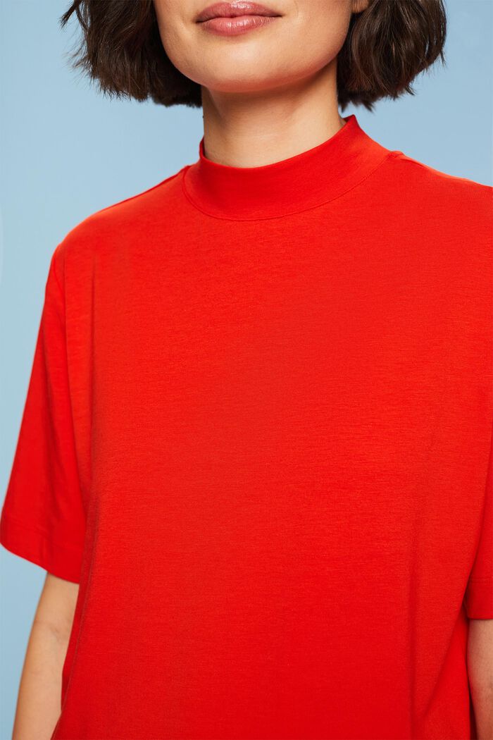Jersey-T-Shirt mit Stehkragen, RED, detail image number 2