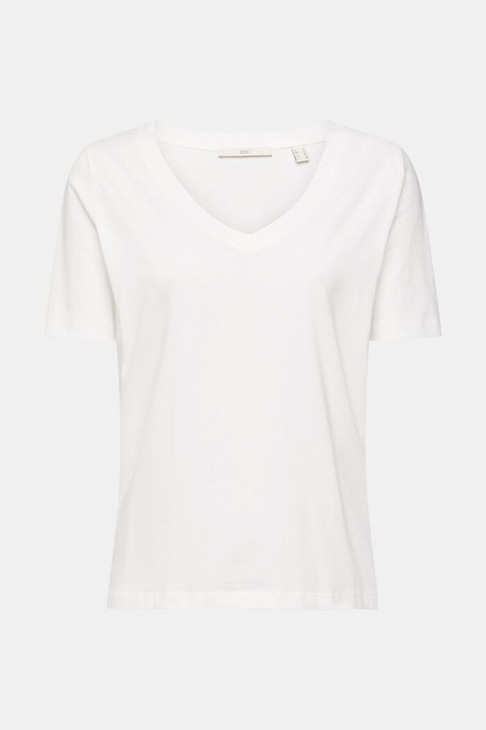 T-Shirt mit V-Ausschnitt, OFF WHITE, overview