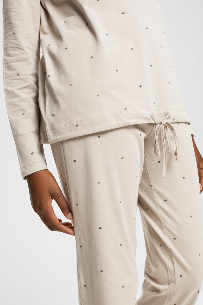 Baumwollpyjama mit Allover-Muster, LIGHT TAUPE, detail image number 4