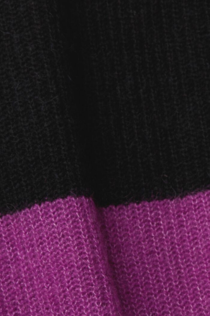 Gestreifter Pullover mit V-Ausschnitt, Woll-/Alpaka-Mischung, BORDEAUX RED, detail image number 1