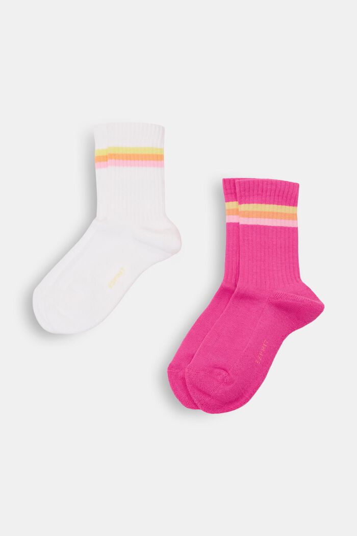2er-Pack gerippte Socken mit Streifen, WHITE/PINK, detail image number 0