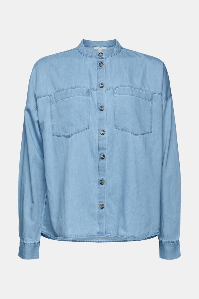 Leichte Jeansbluse aus 100% Baumwolle, BLUE MEDIUM WASHED, detail image number 0