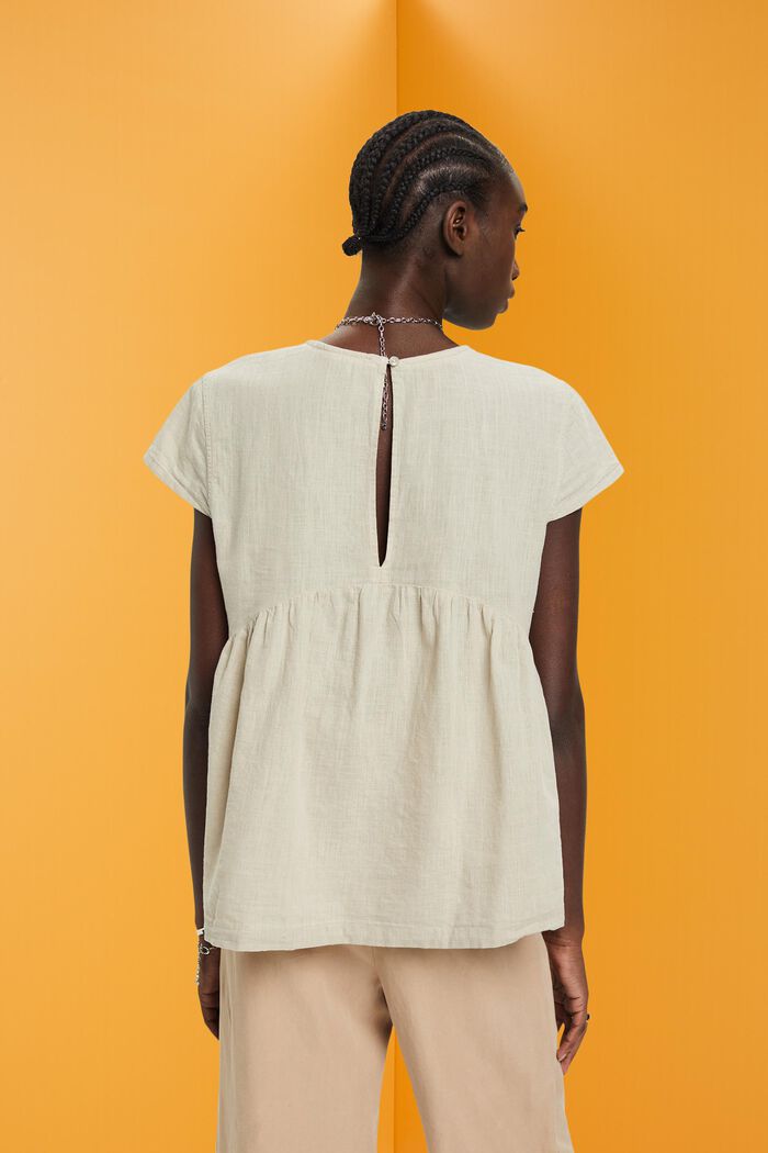 Bluse aus nachhaltiger Baumwolle mit kurzen Ärmeln, DUSTY GREEN, detail image number 3