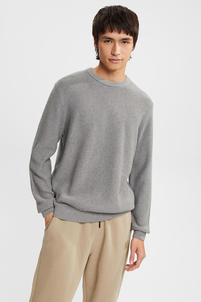 Sweater aus 100% Baunwollen, MEDIUM GREY, detail image number 0