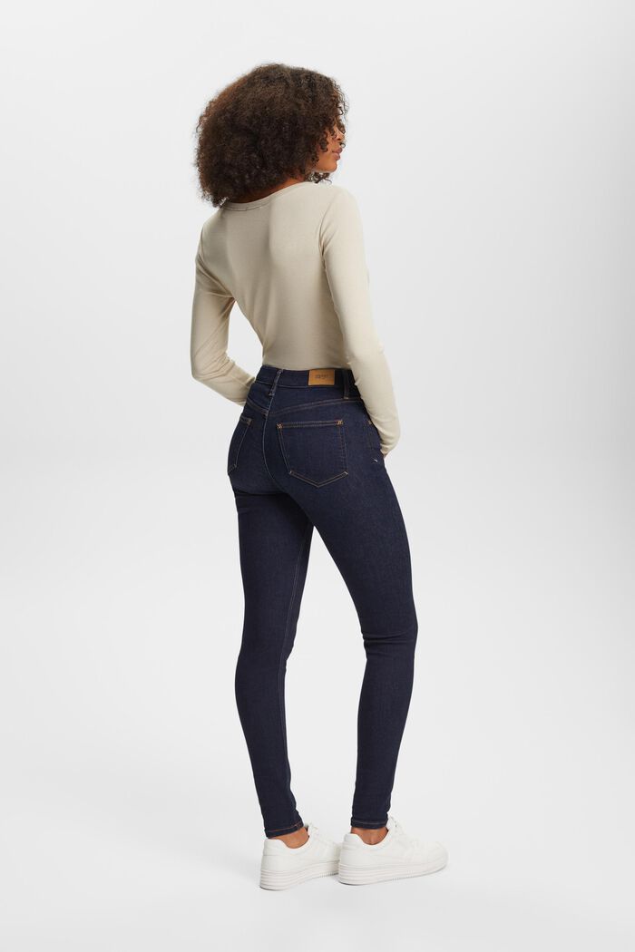 Skinny Jeans mit hohem Bund, Baumwollstretch, BLUE RINSE, detail image number 3