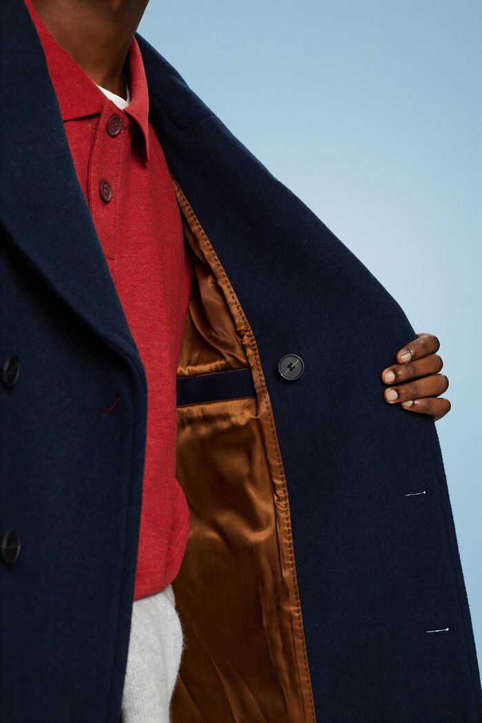 Zweireihiger Peacoat aus Wolle, NAVY, detail image number 3