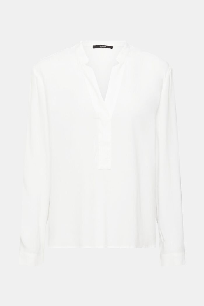 Bluse mit V-Neck, LENZING™ ECOVERO™, OFF WHITE, detail image number 2