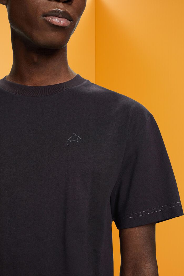 Baumwoll-T-Shirt mit Delfinprint, BLACK, detail image number 2
