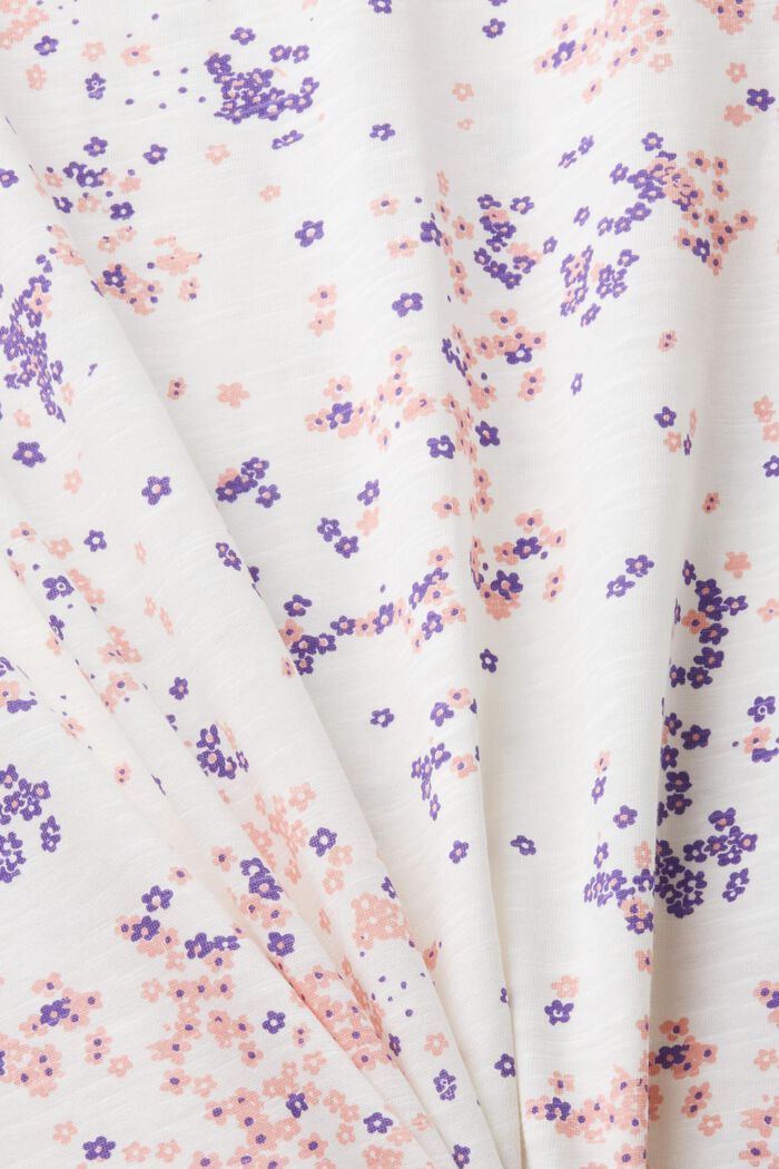 Baumwoll-T-Shirt mit floralem Print, OFF WHITE, detail image number 4