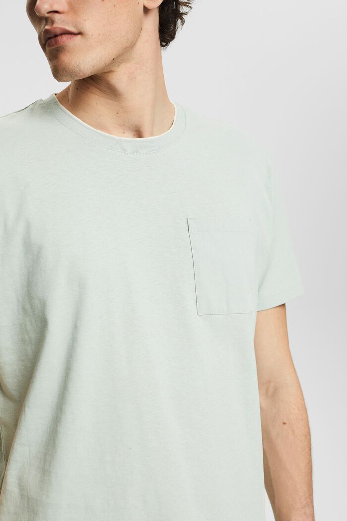 Mit Leinen: Jersey-T-Shirt mit Brusttasche, LIGHT KHAKI, detail image number 1