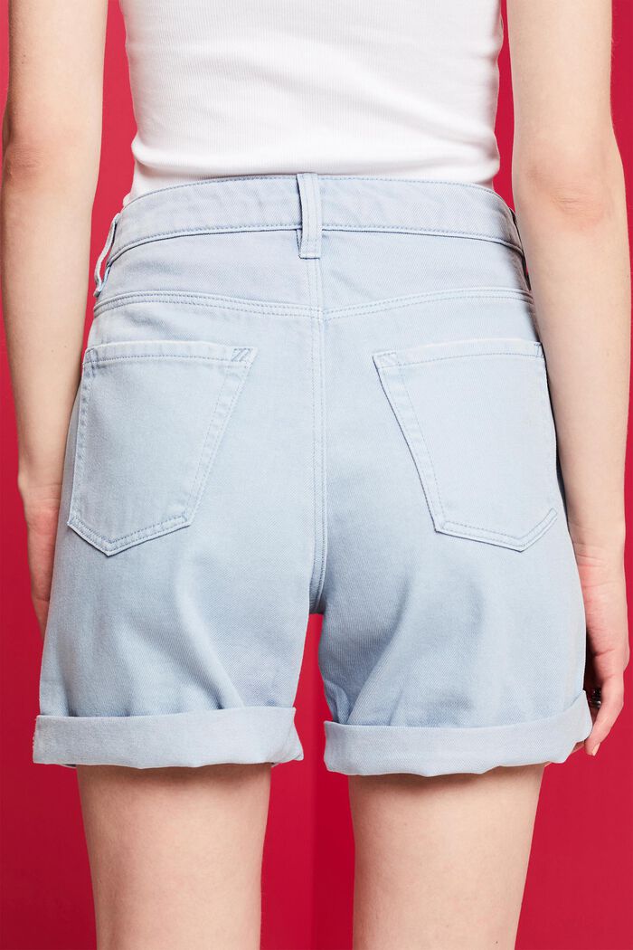 Jeansshorts mit hohem Bund und Umschlagsäumen, LIGHT BLUE LAVENDER, detail image number 4