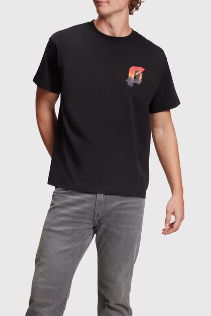 AMBIGRAM Chest-Print T-Shirt, BLACK, overview