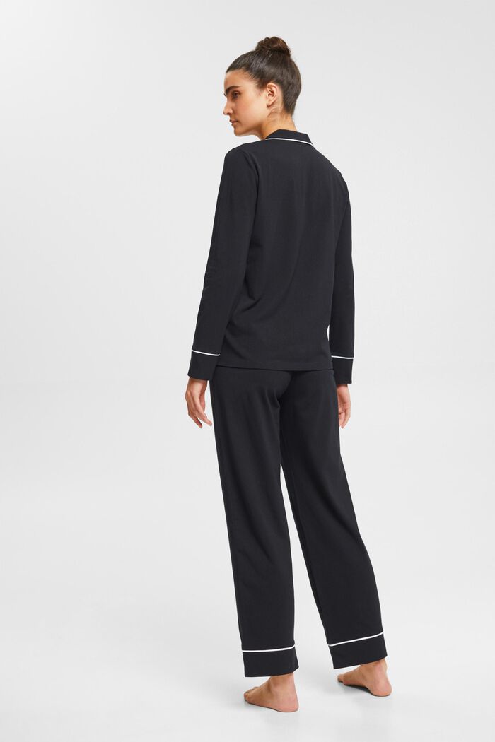 Langer Jersey-Pyjama, BLACK, detail image number 1
