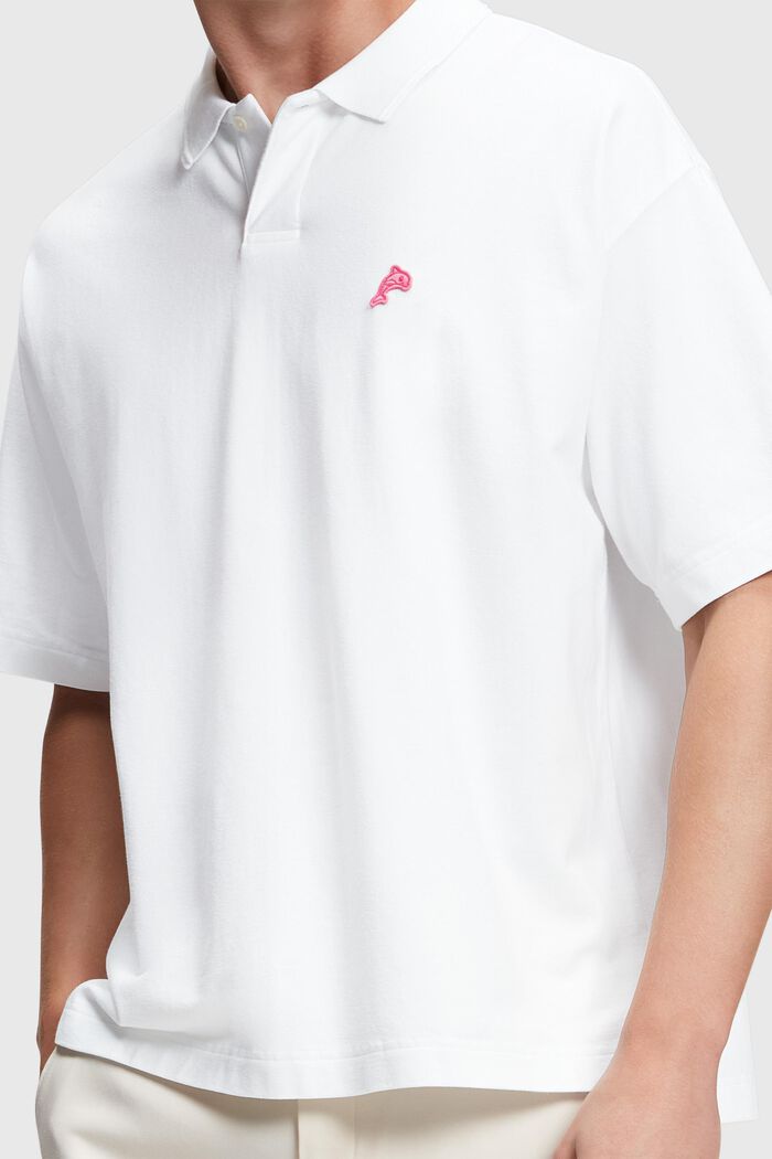 Relaxed Fit Poloshirt mit Dolphin-Badge, WHITE, detail image number 2