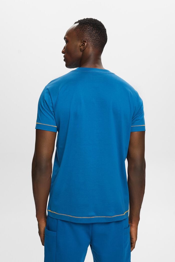 Rundhals-T-Shirt aus Jersey, 100 % Baumwolle, DARK BLUE, detail image number 3