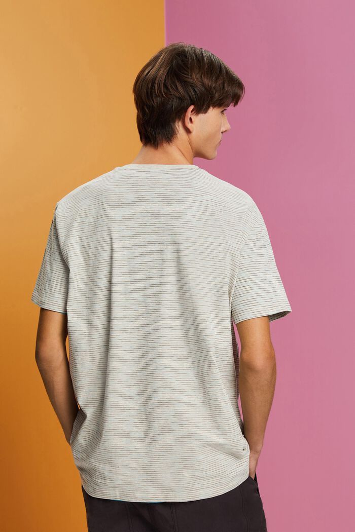 Meliertes T-Shirt mit feinen Streifen, OFF WHITE, detail image number 3