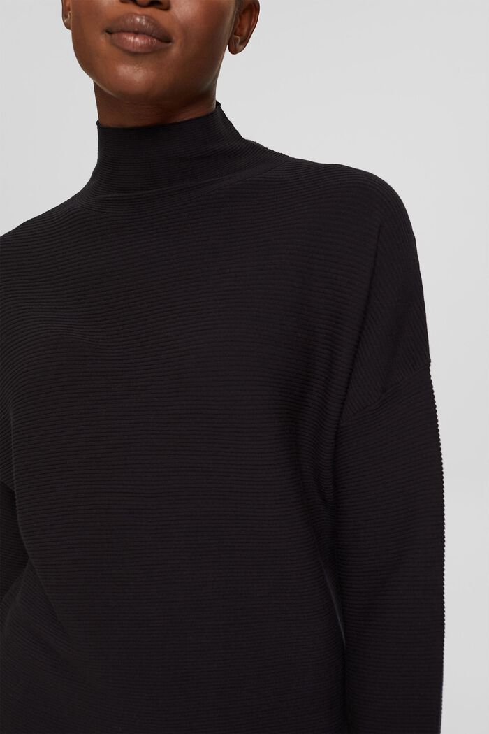 Gerippter Pullover mit LENZING™ ECOVERO™, BLACK, detail image number 2