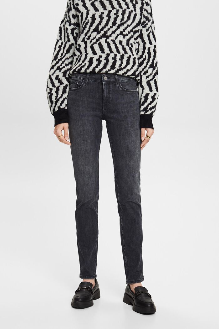 Jeans mit schmaler Passform und mittelhohem Bund, BLACK MEDIUM WASHED, detail image number 0