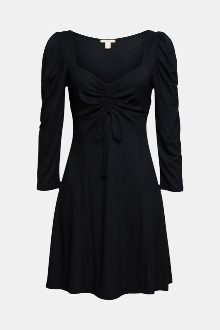 Kleid mit Herzausschnitt, LENZING™ ECOVERO™, BLACK, overview
