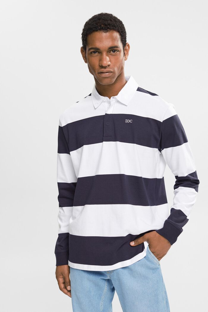 Langärmeliges Jersey-Poloshirt, NAVY, detail image number 0