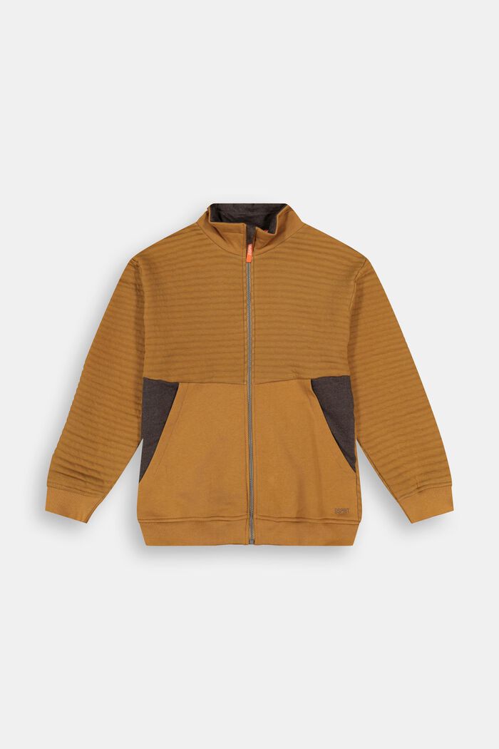 Zipper-Sweatshirt aus Baumwoll-Mix, RUST BROWN, overview