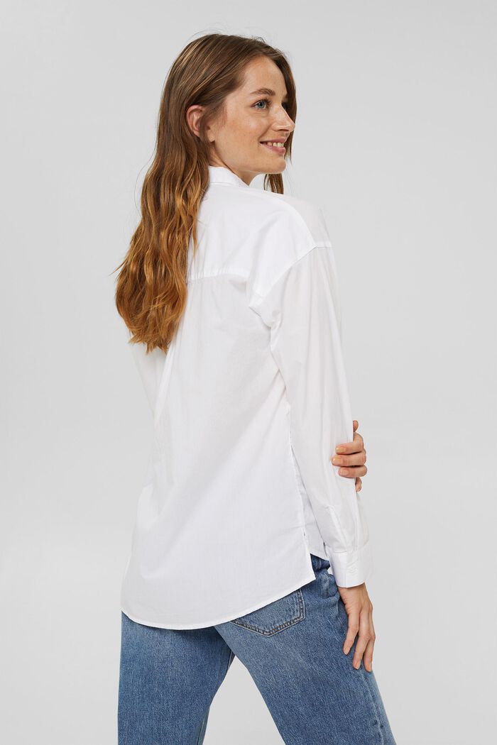 Oversize-Hemdbluse aus 100% Organic Cotton, WHITE, detail image number 3
