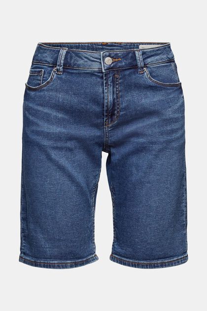 Jeans-Shorts aus Bio-Baumwoll-Mix, BLUE MEDIUM WASHED, overview