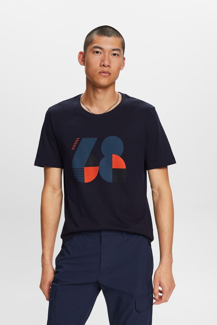 Bedrucktes Jersey-T-Shirt, 100 % Baumwolle, NAVY, detail image number 2