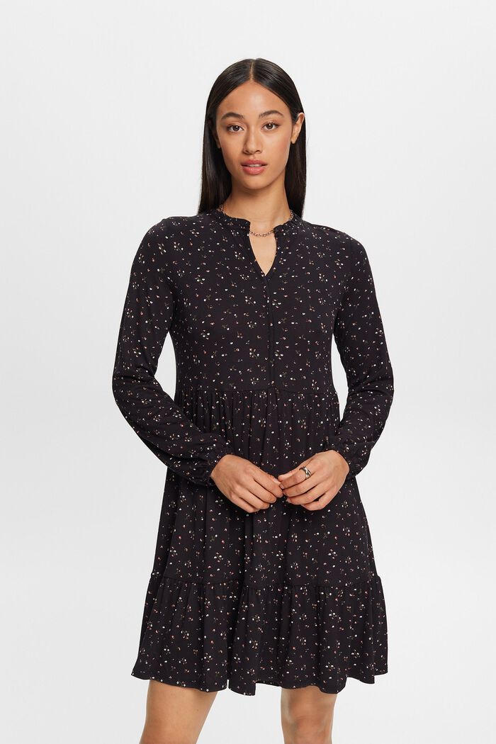 Kleid aus Crêpe-Jersey, LENZING™ ECOVERO™, BLACK, detail image number 7