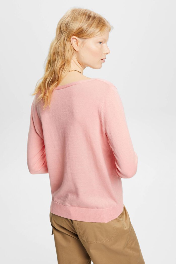 Pullover mit V-Ausschnitt aus Baumwolle, PINK, detail image number 3