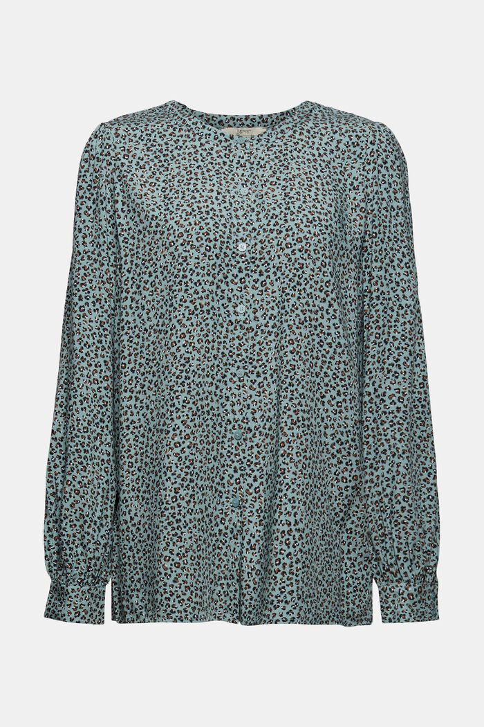 Bluse mit rundem Ausschnitt, DUSTY GREEN, detail image number 0
