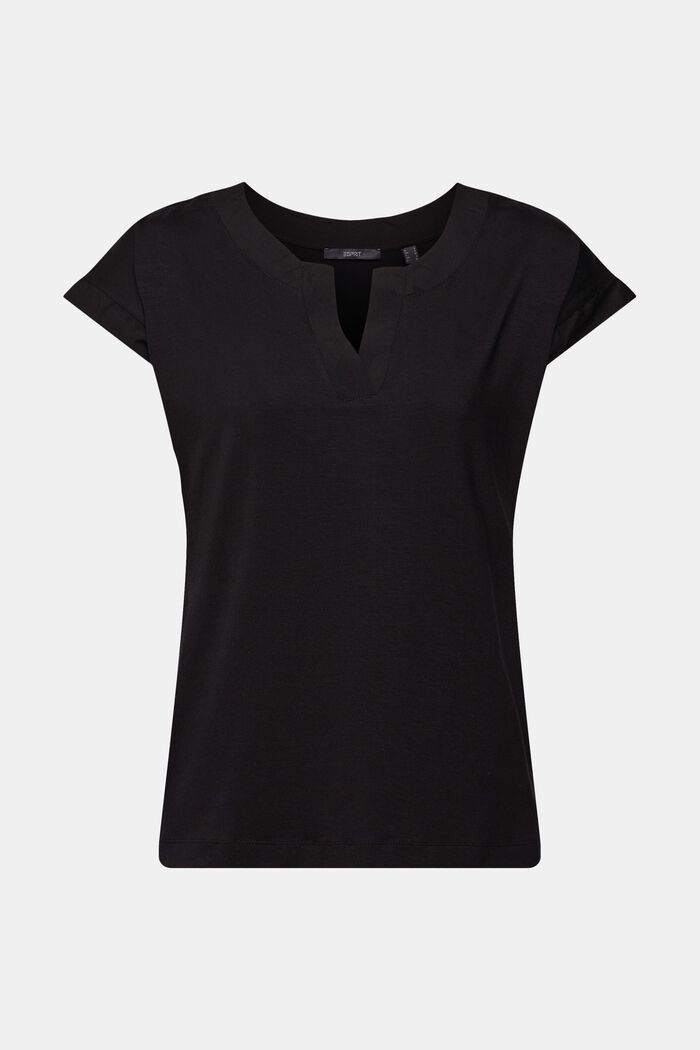 T-Shirt mit V-Ausschnitt, TENCEL™, BLACK, detail image number 2