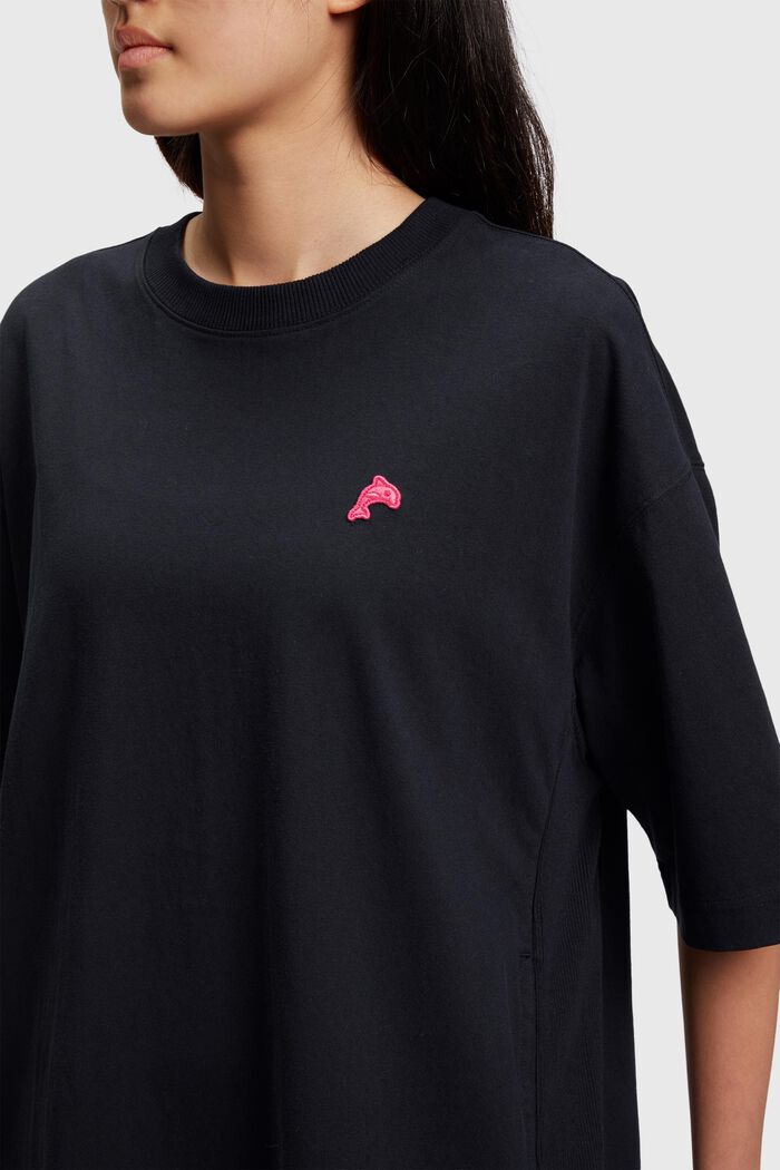 T-Shirt-Kleid mit Delfin-Patch, BLACK, detail image number 2