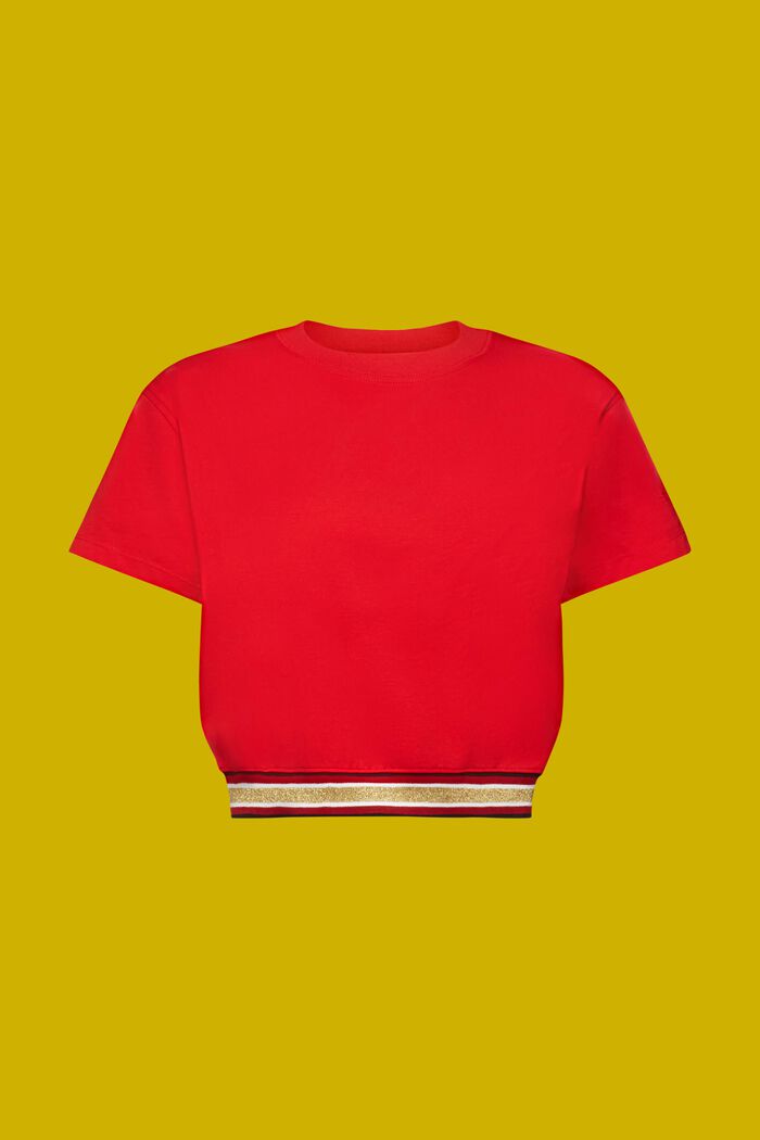 Cropped T-Shirt mit Glitzer-Detail, RED, detail image number 6
