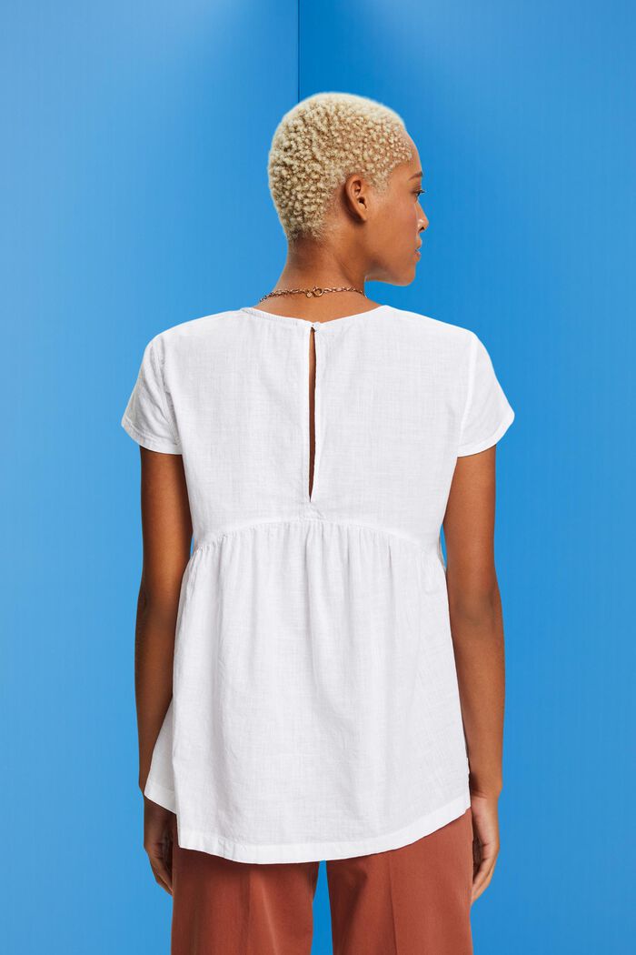 Bluse aus nachhaltiger Baumwolle mit kurzen Ärmeln, WHITE, detail image number 3